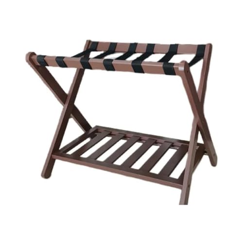 バゲージラック 荷物置き 靴棚付きブラックラゲッジラック 頑丈な折りたたみ式スーツケースラゲッジ スタンドスーツケースシューズラック家庭用ゲストルームオーガナイザー (コーヒー色)