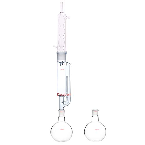 Deschem 1000Ml Lab Glass Soxhlet Extractor Body & Allihn Condenser With Two 1 Litre 29/32 Flat Bottom Flask #TOP26