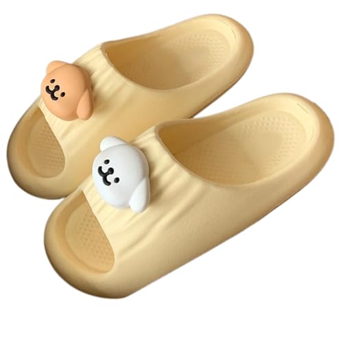 Cute Dog Women's Cloud Pillow Slides Open-Toe Soft Kawaii Sandals Non-Slip Slippers Bathroom Indoor & Outdoor
