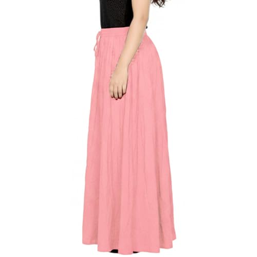 Image of Sttoffa Women Solid Color Maxi Plain Cotton Full Length White Skirt 40 inch Long Cotton Long Skirt