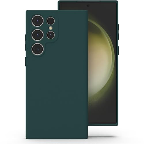 Zuvirelx Silikon Handyhülle für Samsung Galaxy S23 Ultra Hülle Weiches Griff Dünne Minimalistisch Stoßfest rutschfest Taschenpassend - Tiefgrün