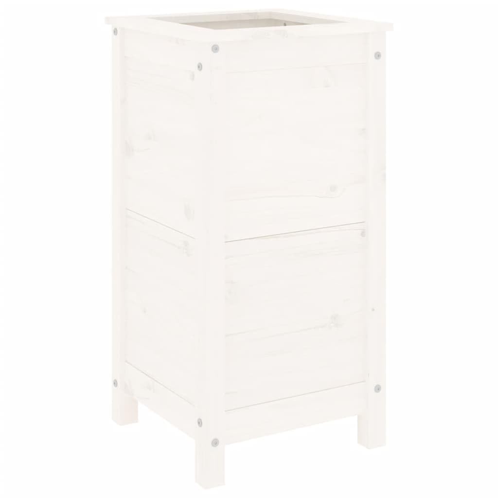 Fioriera bianca, 40 x 40 x 78 cm, in legno massiccio di pino, alta per balcone, terrazza, giardino, vaso decorativo per piante, erbe e verdure