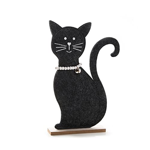 Questo gatto in feltro è disponibile anche in grigio e i due colori ciascuno in due misure (29 e 18 cm).