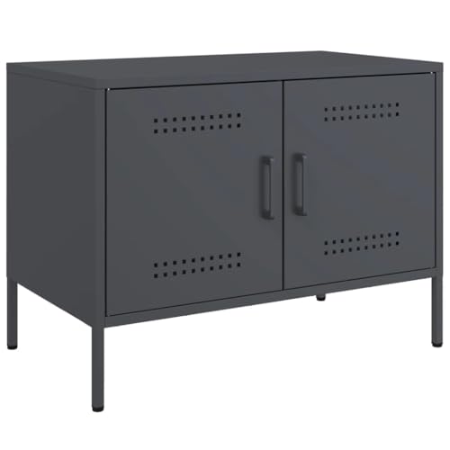 vidaXL Meuble TV Anthracite 68x39x50,5 cm Acier, Support TV, Buffet TV, Meuble multimédia, Banc TV, Armoire HiFi, Centre de Divertissement, Console TV