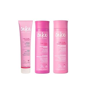 Cake Beauty Curl Defining Shampoo, Conditioner & Cream Set – Curl Enhancing, Moisturizing, Frizz Control – For Curly Hair – With Avocado Oil & Argan Oil – 3 Pack