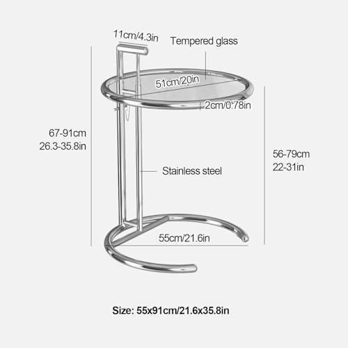 Mesa de centro en C de cristal para desayunar en el sofá del salón 3