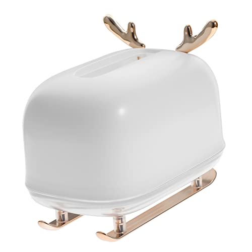 BRIGHTFUFU Sleigh Elk Tissue Box Holder Elegant Towel Dispenser Cover for Living Office and Home Decor Stylish Nordic Design for Desk and Vanity Use