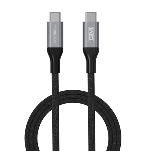 GM G+ USB 4 Gen-III 240W Type-C to Type-C Cable (1.8M) | 40Gbps Data Transfer | 8K Display Support | PD 3.1 Fast Charging | Nylon Braided,Tangle-Free,Durable Cable for Laptops,Tablets & Smartphones