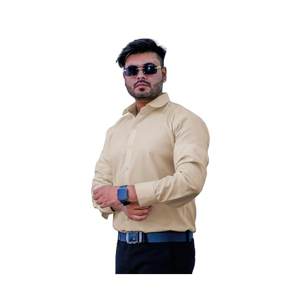 Sparrow Outfit Men’s Pure Cotton Regular Fit Shirt | Casual Wear Formal Shirts for Men and Boys | Spread Collar Long Sleeve Button Down Shirt for Office Parties Special Occasions (Light Yellow)
