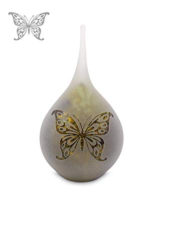 Mini-urne en verre cristal papillon pour honorer un être cher