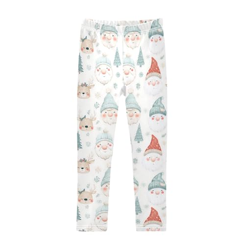 Girls' Athletic Leggings Ankle Length Yoga Dance Pants Kids Teen 4T Christmas Fairy Face Deer Face