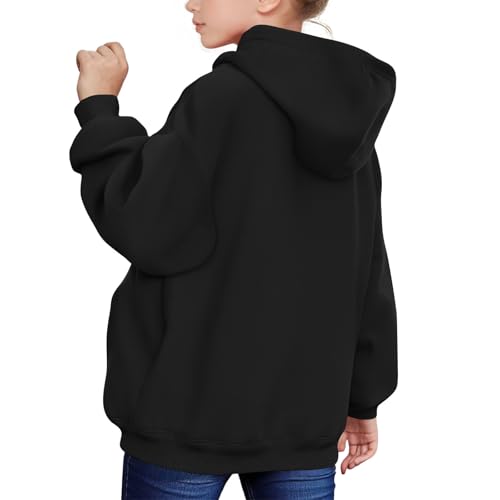 Girls Hoodies Oversized Sweatshirt with Pockets Long Sleeve Fleece Lined Hooded Sweatshrits Solid Pullover Hoodie3
