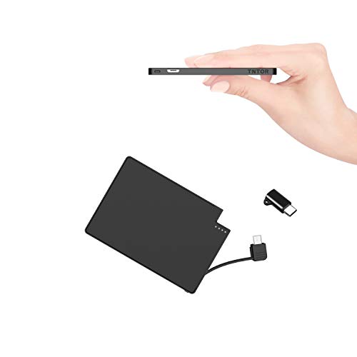 TNTOR 軽量 超薄モバイルバッテリー わずか4mm ポータブルバッテリー 2500mAh ケーブル内蔵 Android対応 専用充電器 持ち運び便利 財布に気楽に入れるのサムネイル