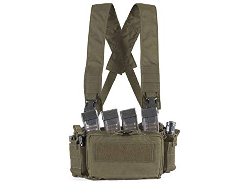 Big Foot D3CRM Airsoft Paintball Magazine Carrier Perfect Re-enactment Sturdy Chest Rig Vest (with Three Magazine Pouch - OD)
