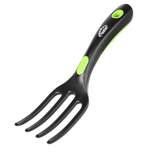 KesTek Pflanzgabel Alu-Line 25cm, Alu-Druckguss, 4 Zinken, leicht & stabil, ergonomischer Softgriff, platzsparend mit Aufhängöse, ideal für Beete, Kübel, Blumenkästen