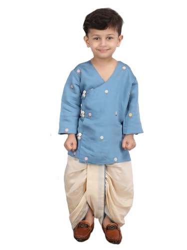 Image of POLKA TOTS Pure Cotton Traditional Dhoti Kurta Set for Baby Boys, Toddlers & Kids | Soft and Breathable Cotton Ethnic Dress for Festivals and Weddings | Traditional Elegant Indian Festive Clothing