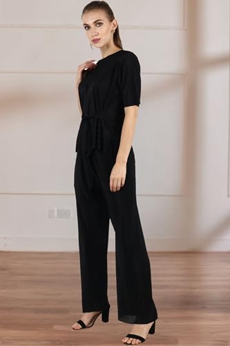 Image of POPWINGS Casual Solid Wrinkle Co-ord Set for Women Stylish Western Co-Ord Set for Women | Co-ord Set for Summer | Top and Palazzo Set for Women