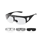 [Br'Guras] 調光サングラス 変色偏光サングラス 大型フレーム オーバーグラス 片手上翻式 釣り 登山 キャンプ ゴルフ ドライブ 日常使用 近視対応 UV400 調光レンズ 男女兼用 おしゃれ 一体式レンズ 豪華6点セット