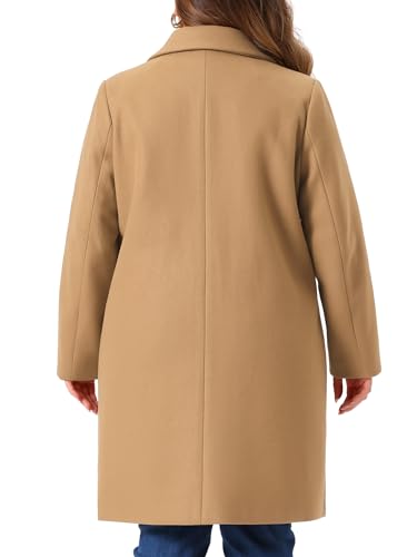 Agnes Orinda Plus Size Winter Coat for Women Mid Length Notch Lapel Single-Breasted Pea Coat Jackets Trendy Dressy 20254
