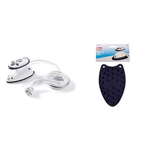 Prym 611915 Dampfbügeleisen Mini & Bügeleisen-Ablage Mini, Silikon, pflaumenblau, Plastik, 7 x 5 x 3 cm
