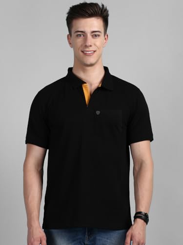 Image of Lux Cozi Men Cotton Regular Fit Polo Neck Half Sleeve Solid Casual T-Shirt with Chest Pocket | Pack of 2 |
