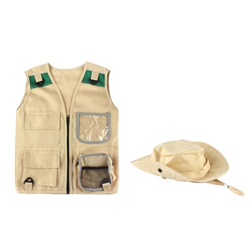 BRIGHTFUFU 1Set Outdoor Explorer Kit Lightweight Vest and Hat Set for Adventure Camping Fishing and Exploration Activities