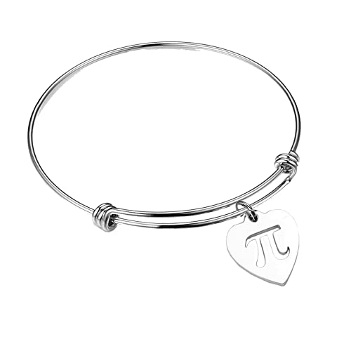 Pi Bracelet Mathematical Pi Symbol Jewelry Pi Day Gift For Science Math Lover (Heart Pendant Bracelet)