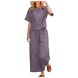 Briskorry Damen Sommer Hose Weit Anzug Set