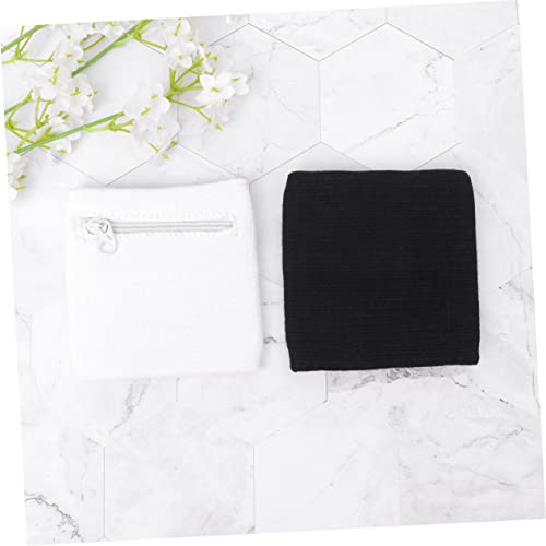 2Pcs Portable Wristband Bag with Zipper Pouch for Keys and Coins Lightweight Change Holder for Running and Outdoor Sports White Black4