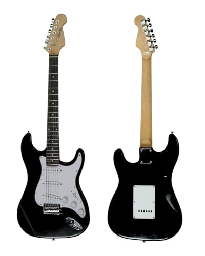 Image of Henrix ST- 6 String Strat Style Poplar Electric Guitar With Gig-Bag, Tuner, Cable, Polishing Cloth, Strap, Picks & E-Book - Black