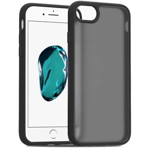 Image of TENOC Phone Case Compatible with iPhone SE (2nd 2020 and 3rd 2022 Generation) & iPhone 7 & iPhone 8, Black Case Translucent Protective Bumper Matte Hard Back Cover for 4.7 Inch