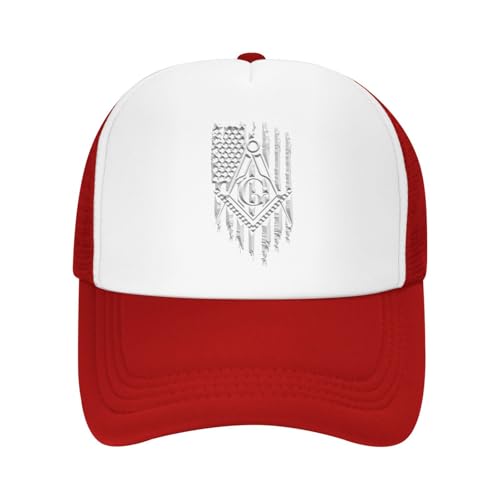 American Flag Freemason Masonic Trucker Hat Snapback Mesh Baseball Cap Unisex2
