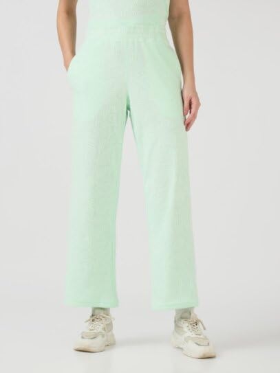 Image of TECHNOSPORT Women Textured Straight Fit Trackpants for Casual Wear, Travel Wear, Gym Wear