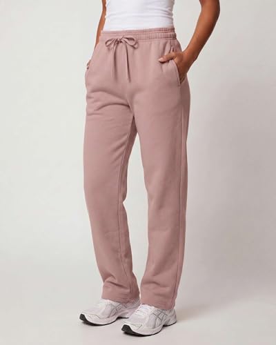 Image of Real Essentials 3 Pack: Women's Relaxed Fit Fleece Open Bottom Sweatpants - Casual Athleisure (Available in Plus)