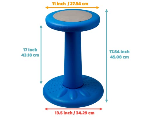 Image of Studico ActiveChairs Kids Wobble Chair, Flexible Classroom Seating Improves Focus, Posture & Helps ADHD /ADD. Get The Wiggles Out, Active Fidget Desk Chairs, Pre-Teen 17.75 inch Stool, Ages 7-12, Blue