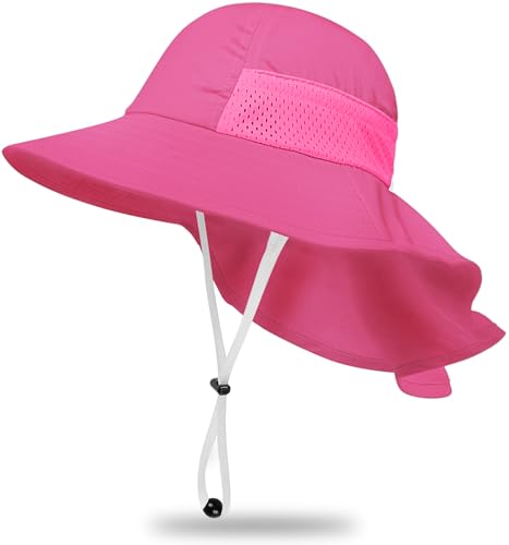 Image of Toddler Baby Sun Hat Kids Summer Beach Essentials Adjustable Beach Hats with Bucket Wide Brim for Boys Girls Age 0-14 Years