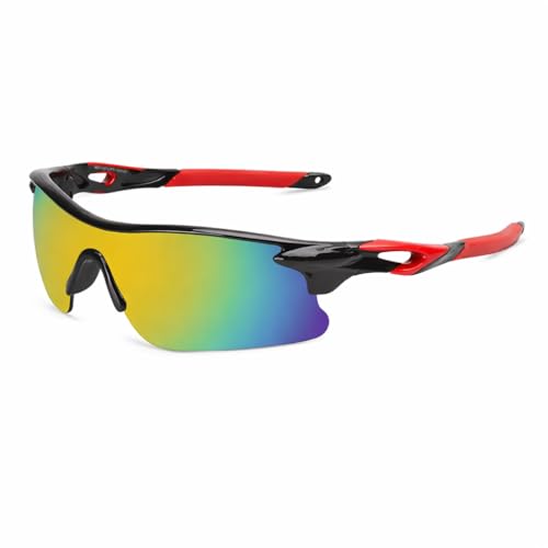 Image of Oversized Sports Goggles for Men & Women UV400 Protection Non Polarized Cycling Running Cricket Driving Fishing Outdoor Lightweight Wraparound Design Clear Vision Eyewear. (Red Mercury)