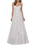 Wecharm Damen Romantisch Weiss Herzform Traegerlos Spitze Bodenlang Brautkleider Neu Partykleider Abendkleider Hochzeitskleider-34-Weiss