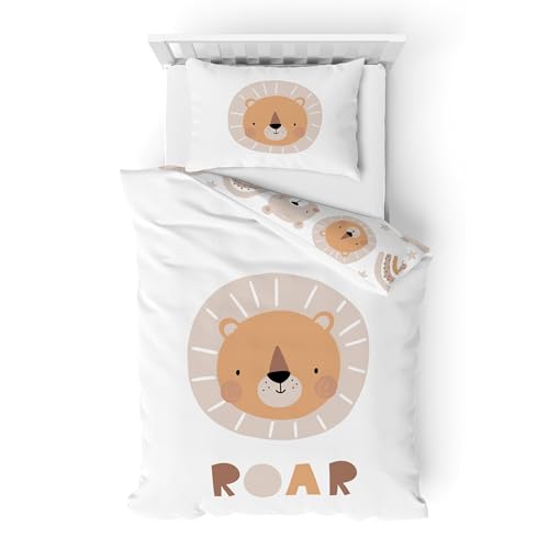 Kinderbettwäsche Biber/Flanell · Baby-Bettwäsche Little Lion weich & kuschelig für Mädchen und Jungen · 100% Baumwolle · Tiere, Löwe &...