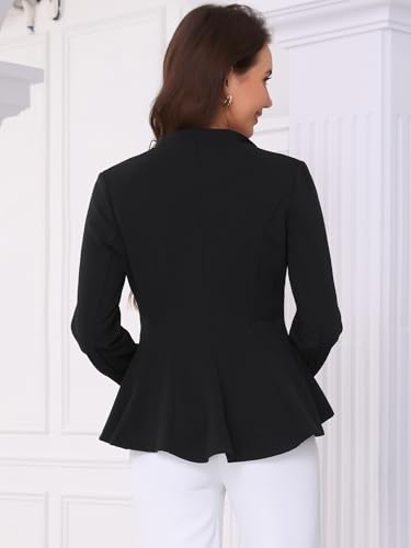 Allegra K Casual Work Office Blazer for Women's 2025 Lapel Collar Single Button Peplum Business Blazers3