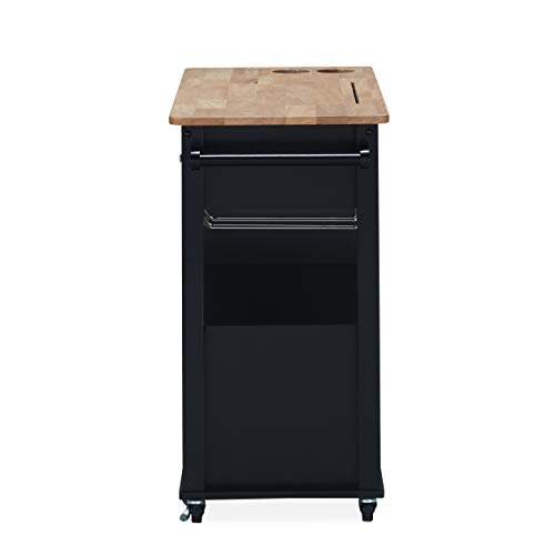 Christopher Knight Home Deborah Kitchen Cart With Wheels, Black, Natural #TOP3