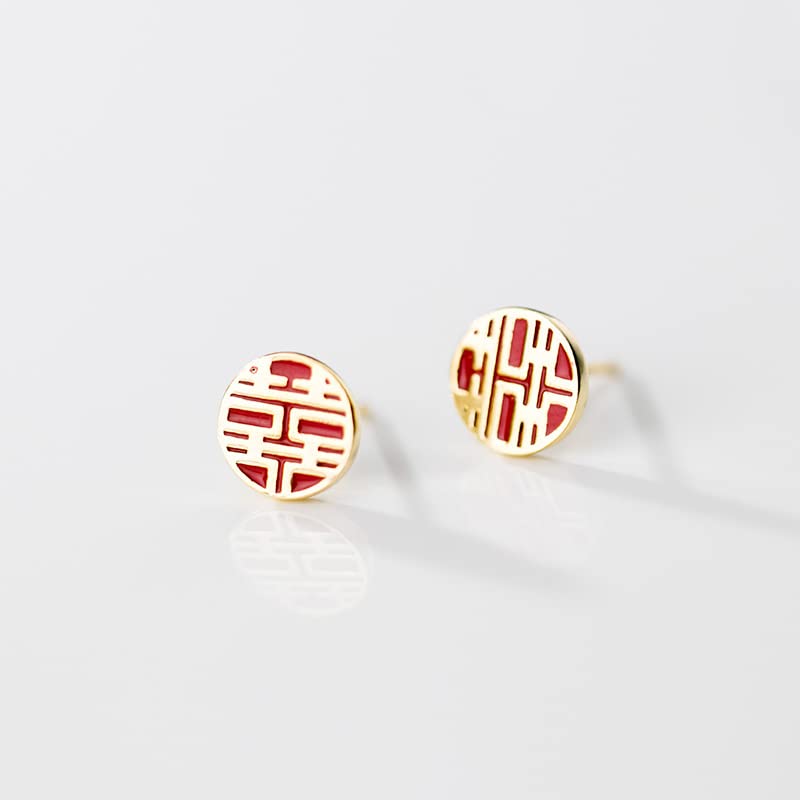 Boucles d'oreilles argent 925 rouge rétro chic pour mariage