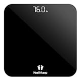 Personenwaage Digital mit LED-Display, Körperwaage mit Hochpräzisions-Sensoren, Präzise Digitale Waage Personen aus Sicherheitsglas bis 200kg, Schwarz