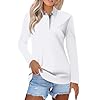Women's Blouses Long Sleeve Polo Shirts Lightweight Work Tees Casual Tennis Tops Sports Workout Running Blouses 02-White L #2