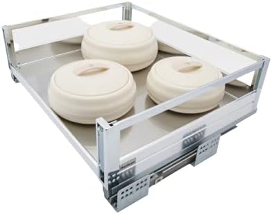 Hardwyn Santino S.S motion drives Modular Kitchen Plain Basket Accessories cabinets Multipurpose Basket with Side panel is toughened glass and ABS Material ( 1 Peice) (HKSD.01.450.170 (15×20×4))