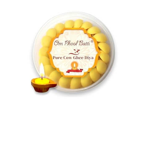 Image of Om Phool Batti Pure Cow Ghee Diya Batti,Readymade Cotton Wicks-300 Pcs.