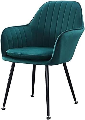 Silla de Comedor de Terciopelo con Patas de Metal, sillón Acolchado Suave para Sala de Estar y Mesa de Centro, diseño de Respaldo para una decoración Elegante del hogar.