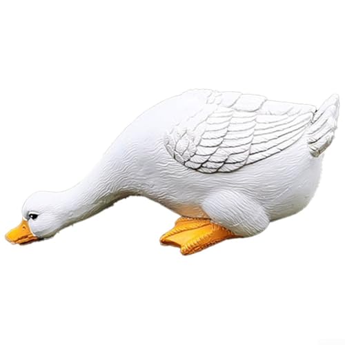 Statua da giardino a forma di anatra in resina, decorazione per esterni, patio, stagno, paesaggistica, impermeabile, dipinta a mano, realistica, scultura a forma di animale, colorata (#1)