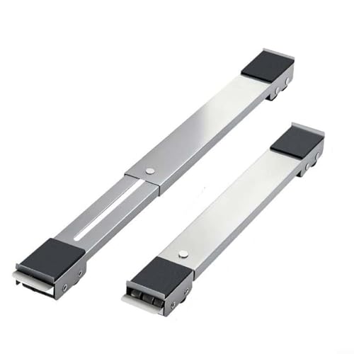 Opatiny Base móvil para lavadora y secadora, plataforma ajustable para muebles con ruedas grandes, soporte de rodillo de acero inoxidable para una fácil limpieza, negro (plata)