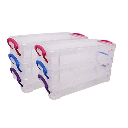 SUITUS 6 Pack Clear Large Capacity Plastic Pencil Box, Brush Painting Pencil Box for Kids and Adult, Plastic Pencil Storage Box Bulk for Crayons, Markers, Watercolor Pen (8.5x3.9x1.6 Inch)